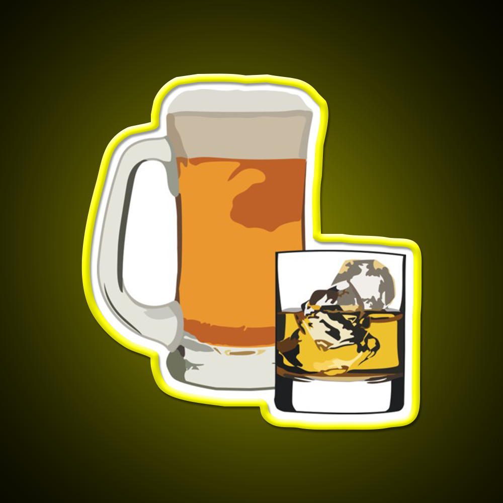 Whiskey And Beer Whiskey Drink Bar Led Neon Sign Rgb Color