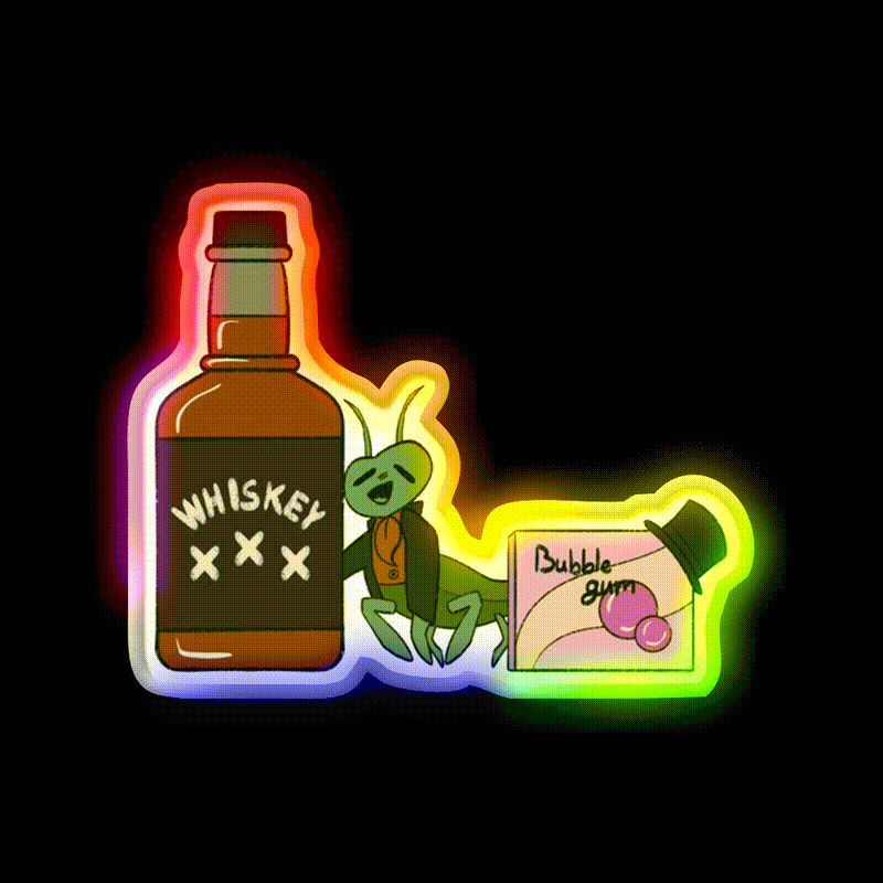Whiskey And Bubblegum Cricket Neverafter Whiskey Drink Bar Led Neon Sign Rgb Color