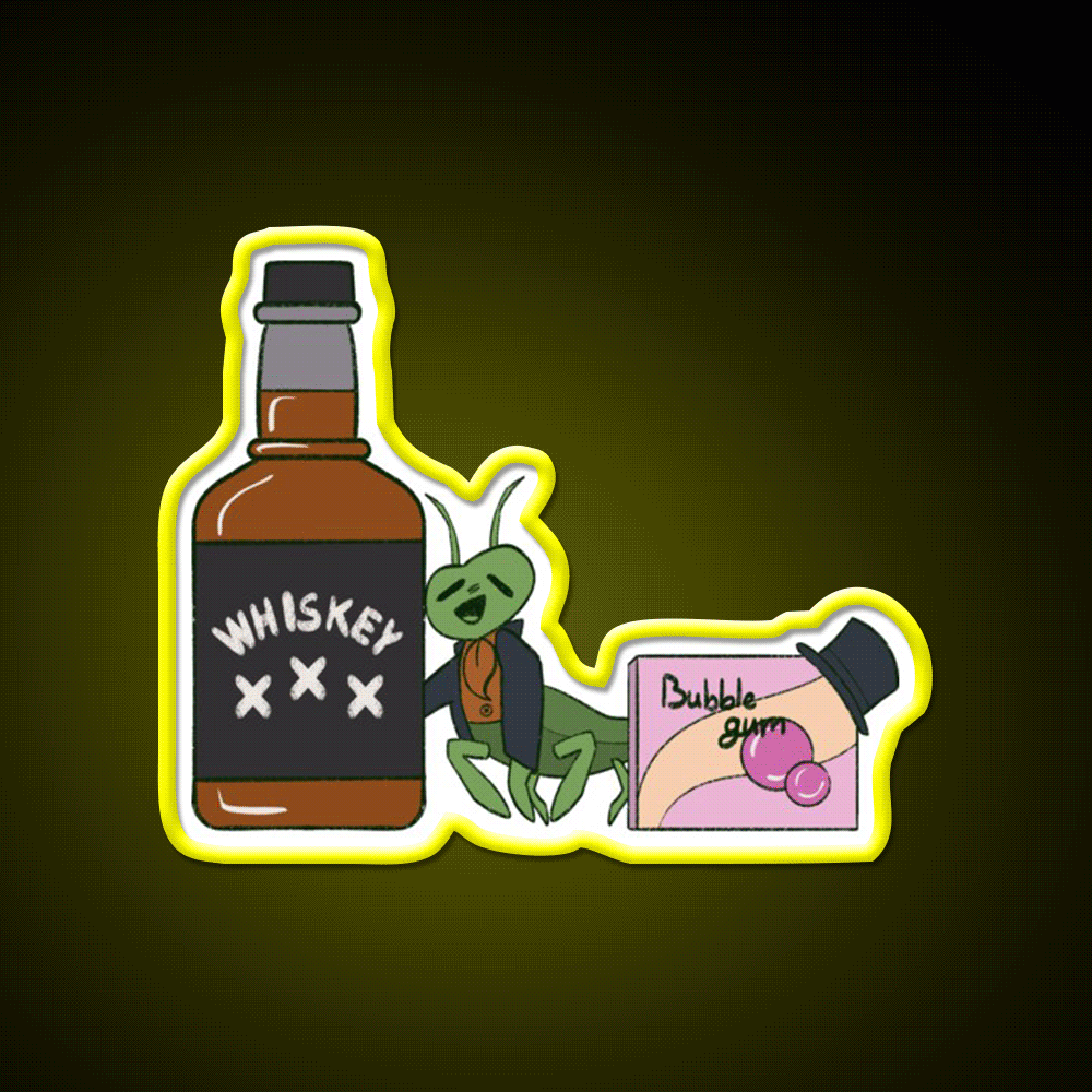 Whiskey And Bubblegum Cricket Neverafter Whiskey Drink Bar Led Neon Sign Rgb Color