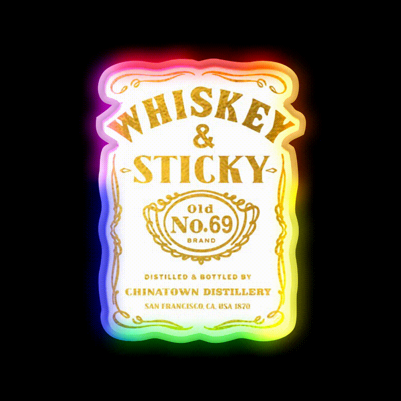 Whiskey And Sticky Gold Asian Cultural Led Neon Sign Rgb Color - LED neon sign close-up detail
