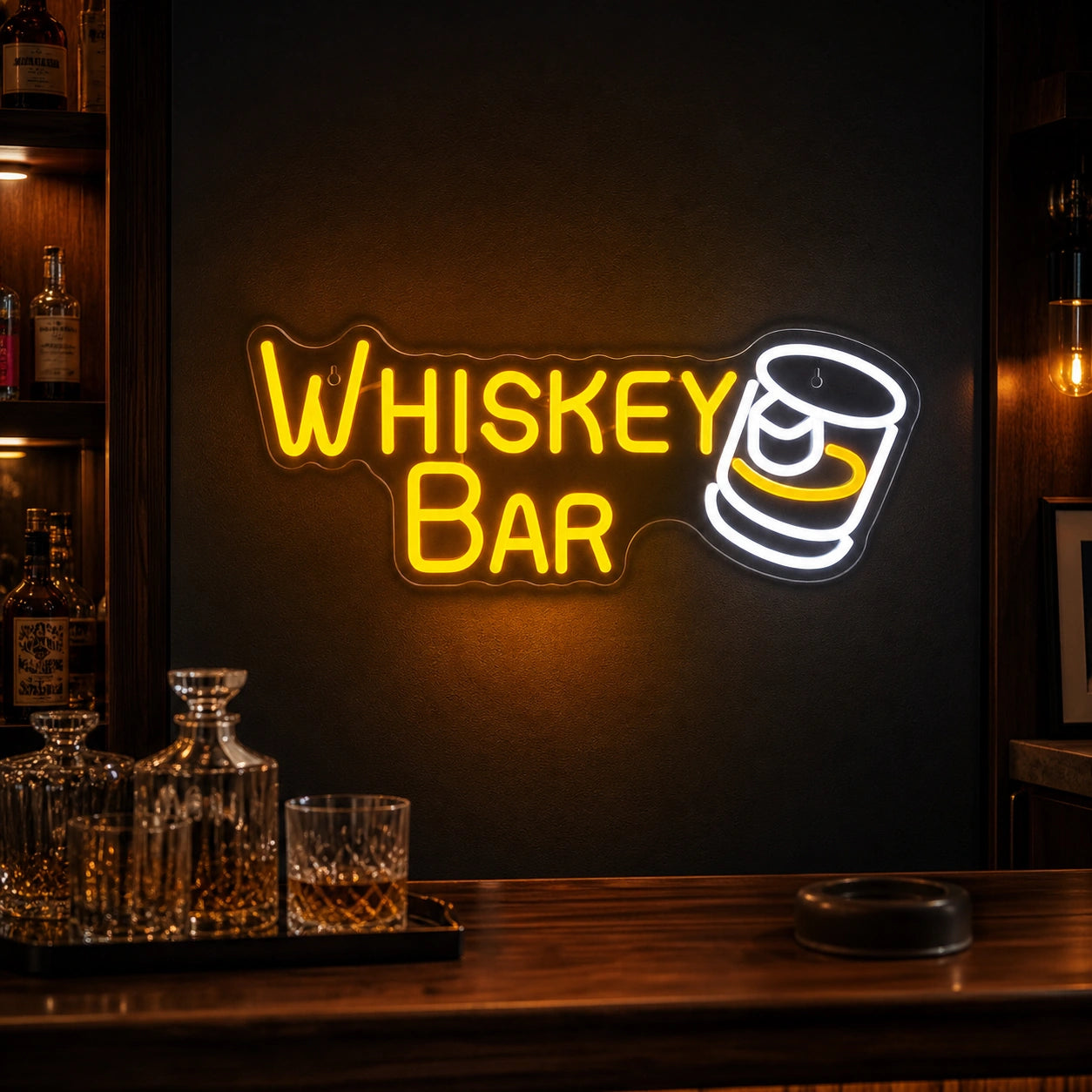 Whiskey Bar Man Cave LED Neon Sign high-converting product image