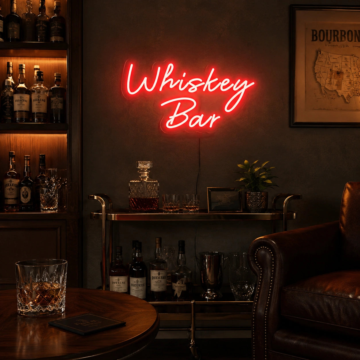 Whiskey Bar Neon Sign Wall Art LED Neon Sign real lifestyle scene
