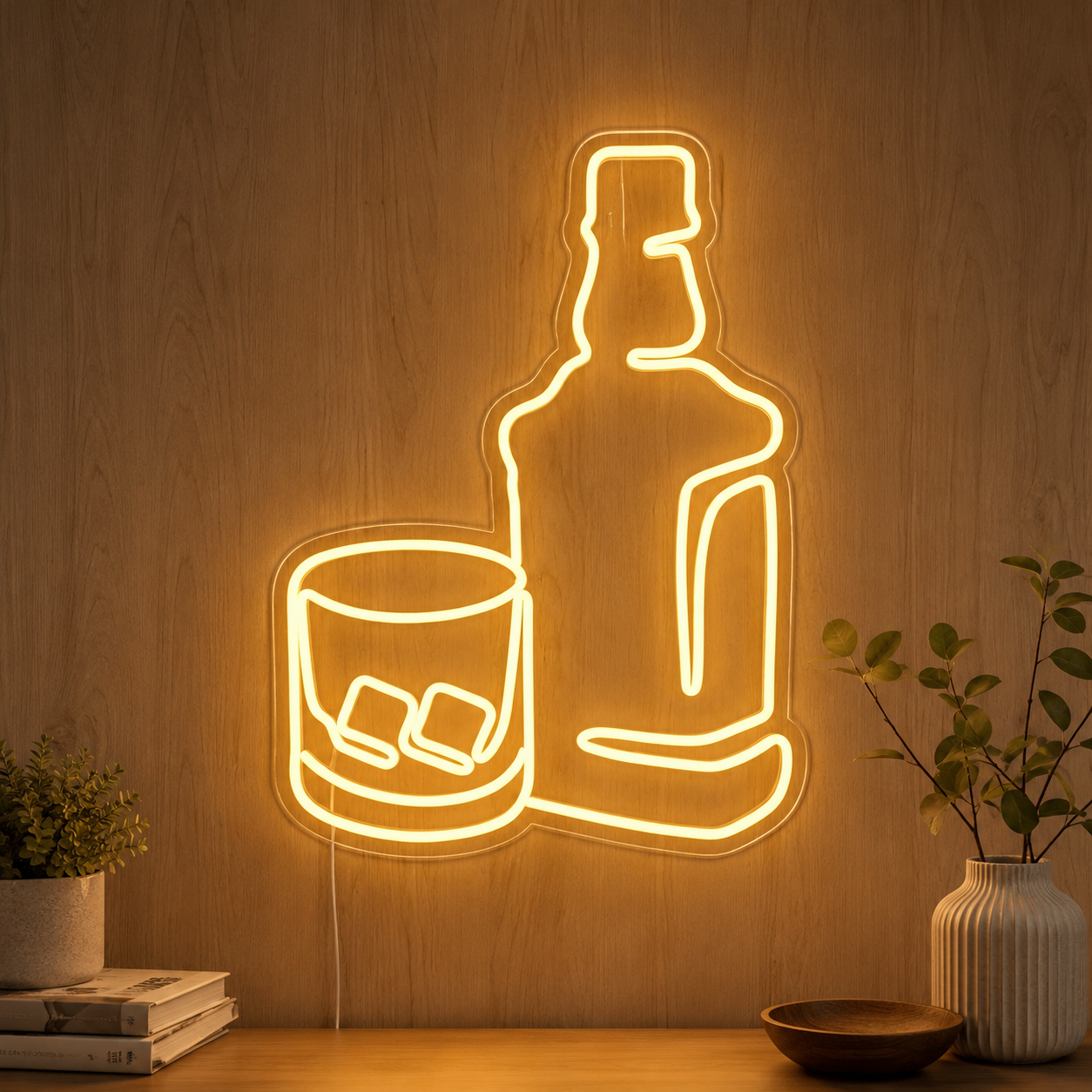 Whiskey Bottle And Glass LED Neon Sign Bar Lounge Wall Decor main product image