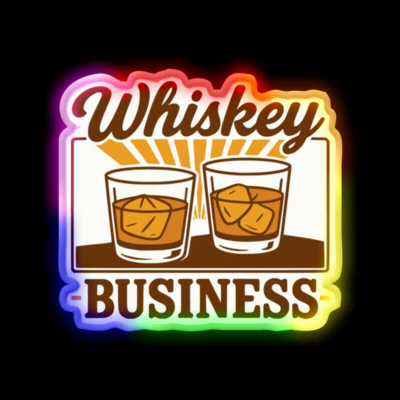 Whiskey Business Funny Whiskey Lover Whiskey Drink Bar Led Neon Sign Rgb Color