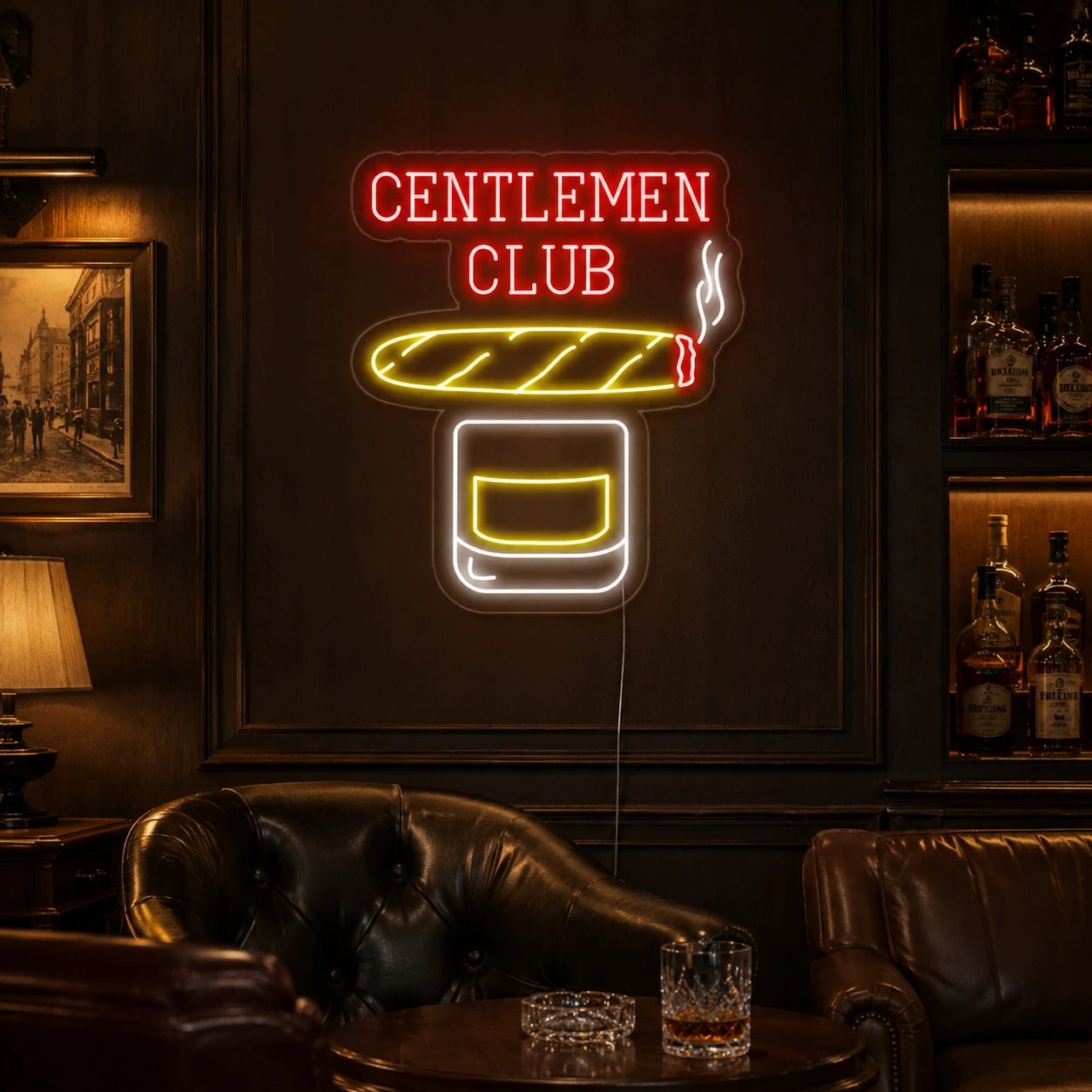Whiskey Cigar Neon Sign LED Neon Sign real lifestyle scene