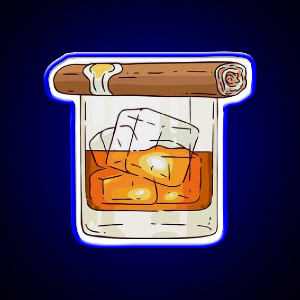 Whiskey Cigar Whiskey Drink Bar Led Neon Sign Rgb Color