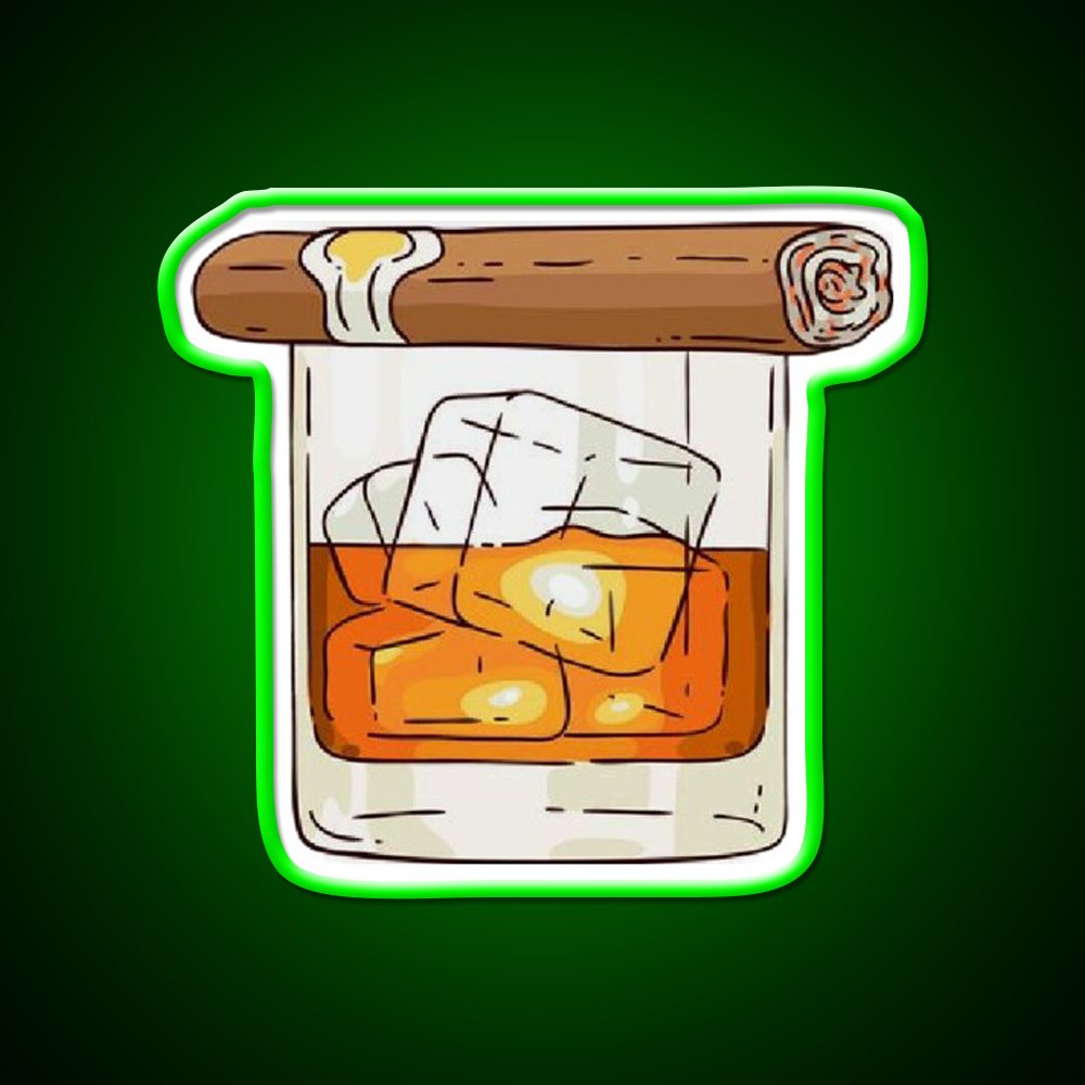 Whiskey Cigar Whiskey Drink Bar Led Neon Sign Rgb Color