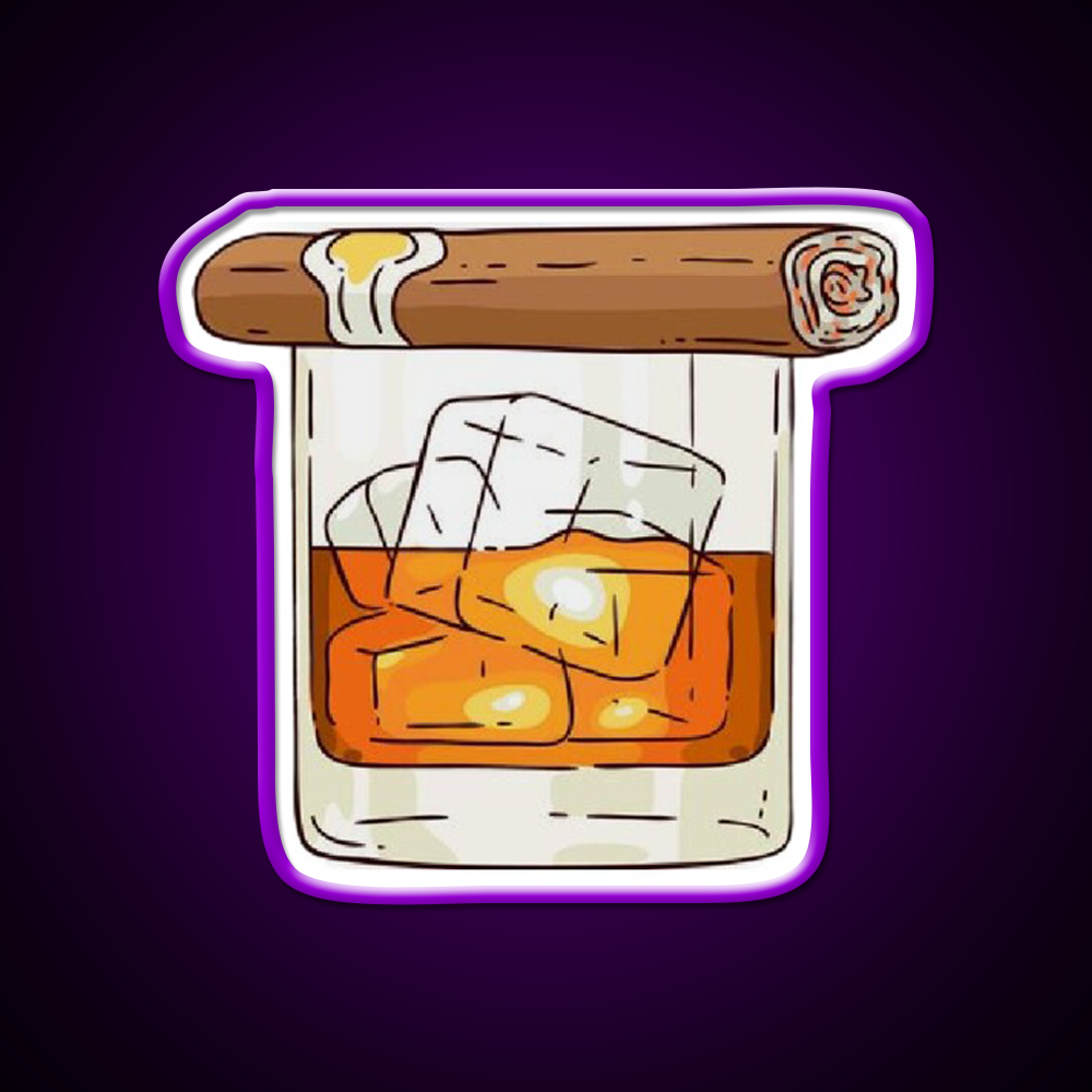 Whiskey Cigar Whiskey Drink Bar Led Neon Sign Rgb Color