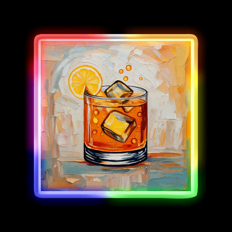 Whiskey Cocktail Whiskey Drink Bar Led Neon Sign Rgb Color