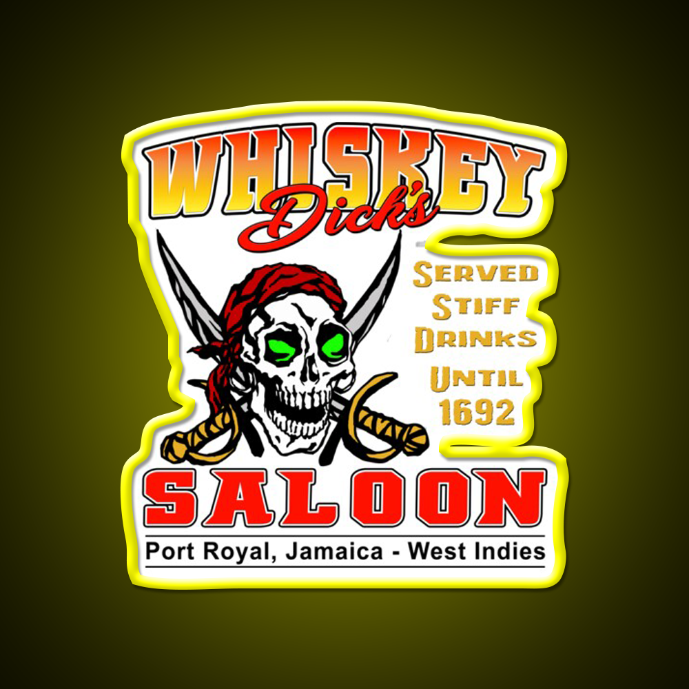Whiskey Dicks Saloon V2 Whiskey Drink Bar Led Neon Sign Rgb Color