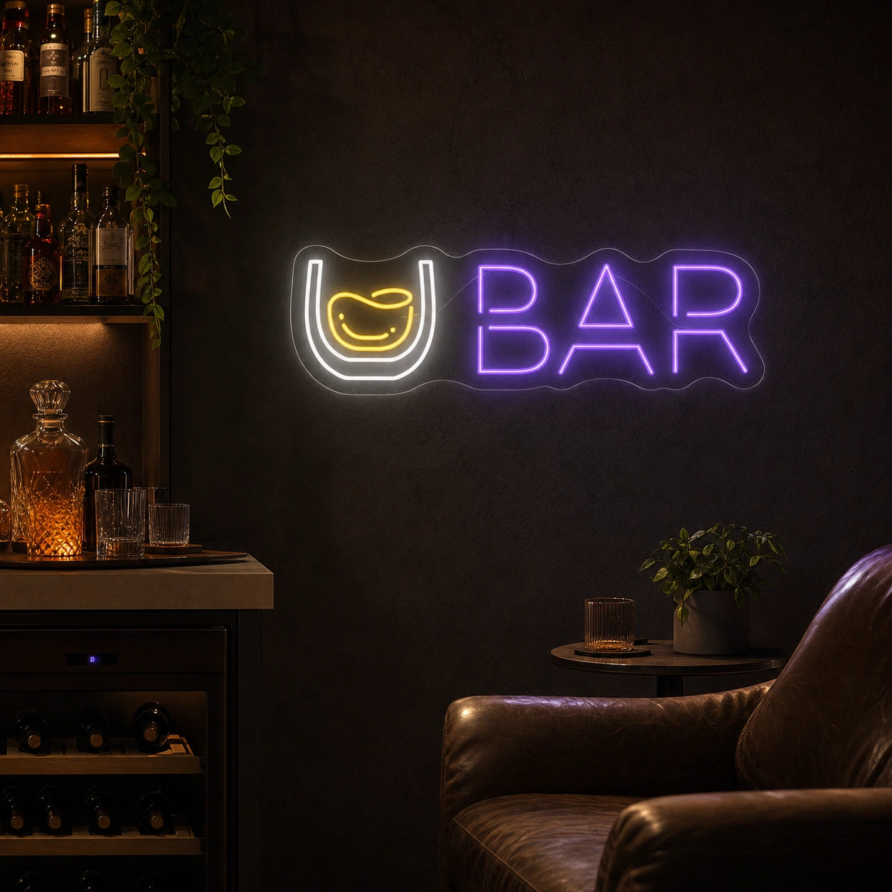 Whiskey Glass Bar LED Neon Sign real lifestyle scene