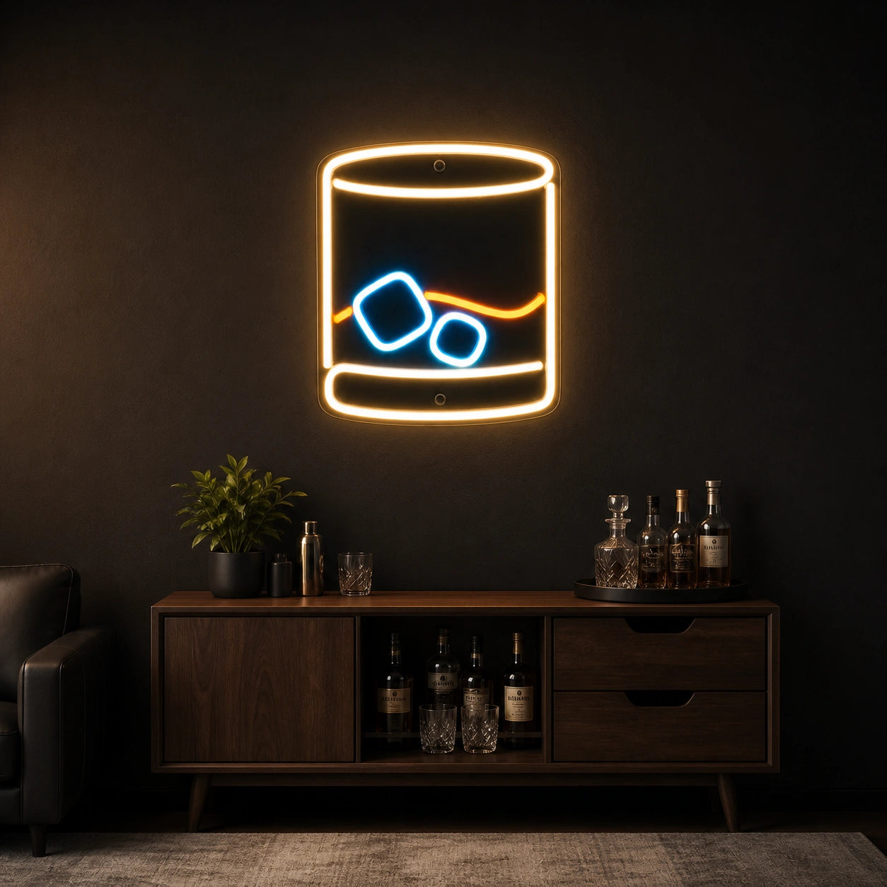 Whiskey Glass LED Neon Sign size image