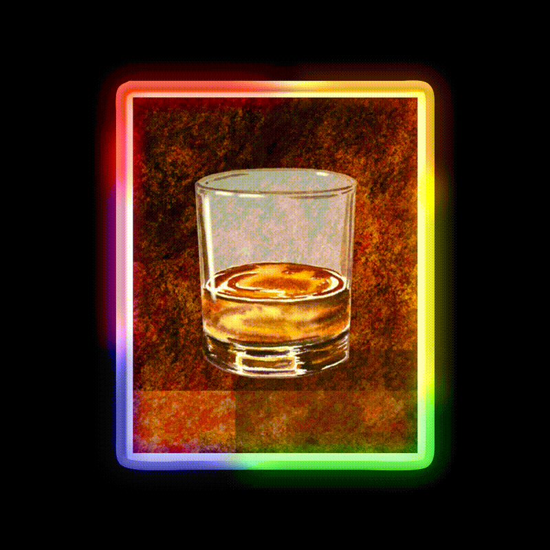 Whiskey Glass Whiskey Drink Bar Led Neon Sign Rgb Color