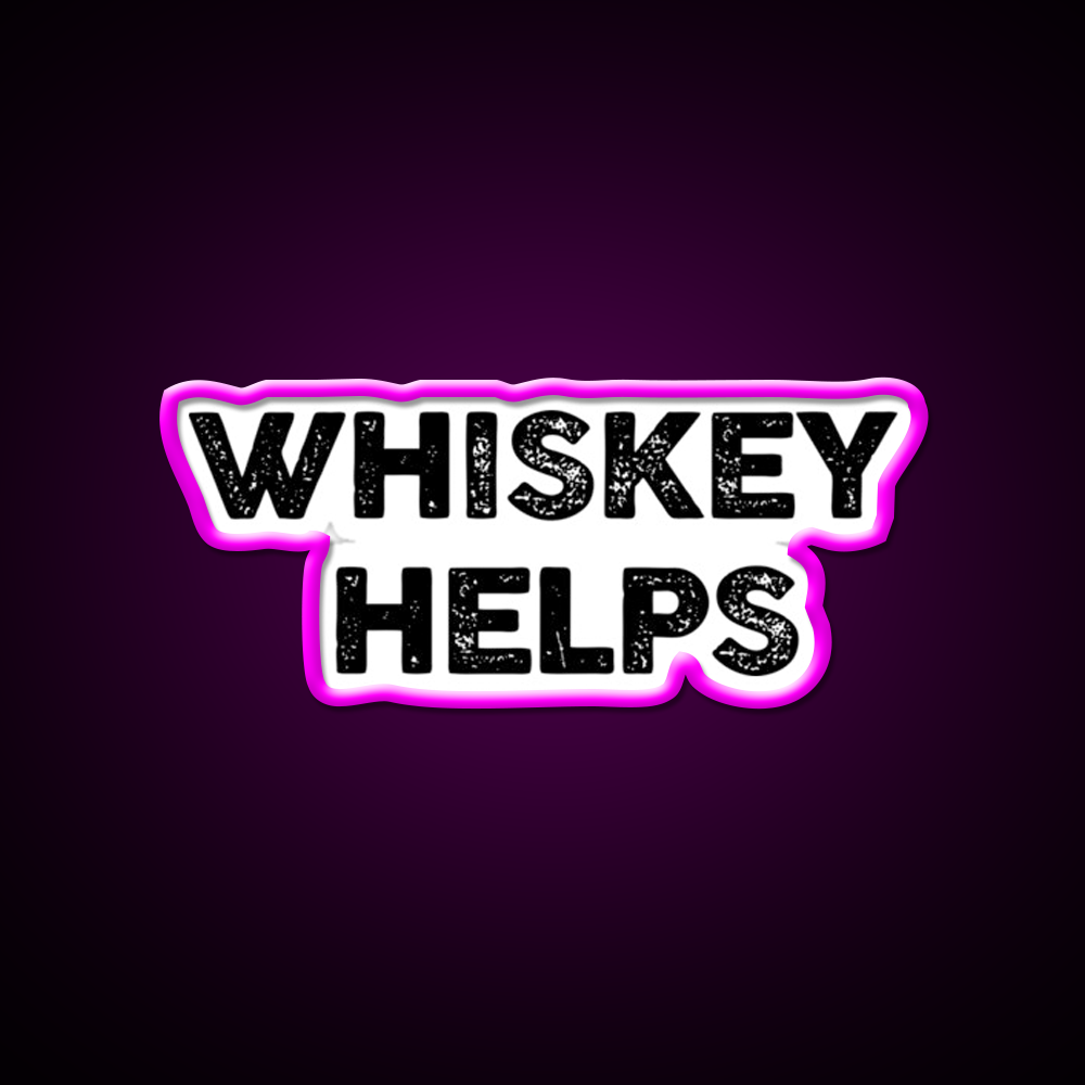 Whiskey Helps Beer Bar Decor Led Neon Sign Rgb Color - Neon sign mounted on wall in room