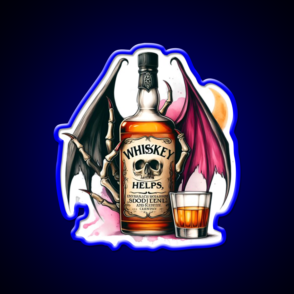 Whiskey Helps Gothic Quote Whiskey Drink Bar Led Neon Sign Rgb Color
