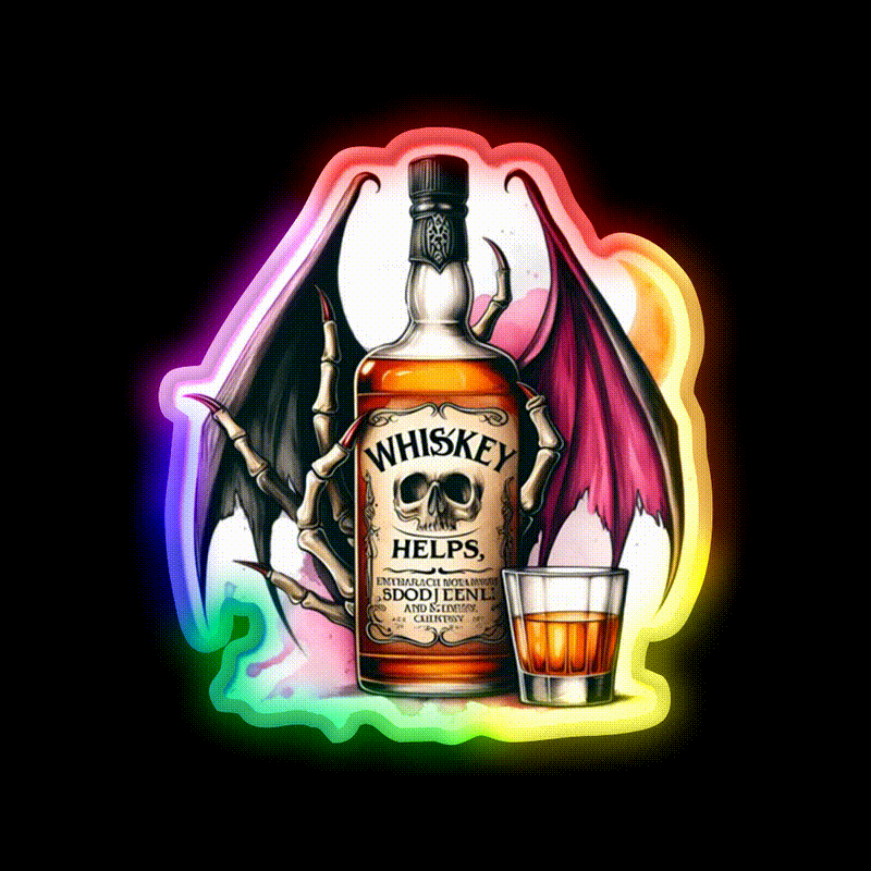 Whiskey Helps Gothic Quote Whiskey Drink Bar Led Neon Sign Rgb Color
