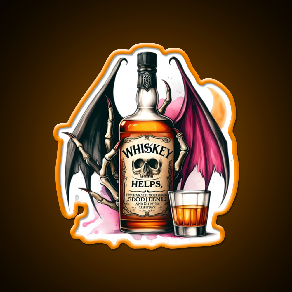 Whiskey Helps Gothic Quote Whiskey Drink Bar Led Neon Sign Rgb Color