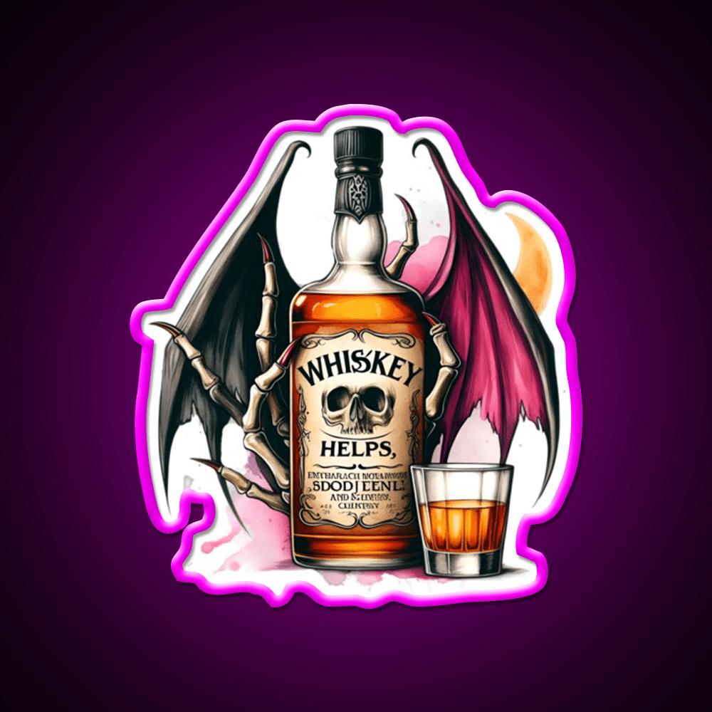 Whiskey Helps Gothic Quote Whiskey Drink Bar Led Neon Sign Rgb Color - Shineneon
