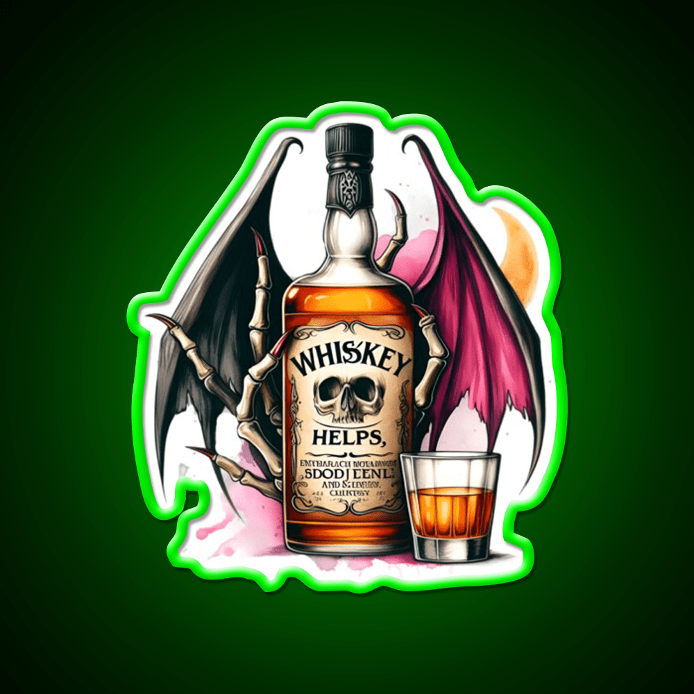 Whiskey Helps Gothic Quote Whiskey Drink Bar Led Neon Sign Rgb Color - Shineneon