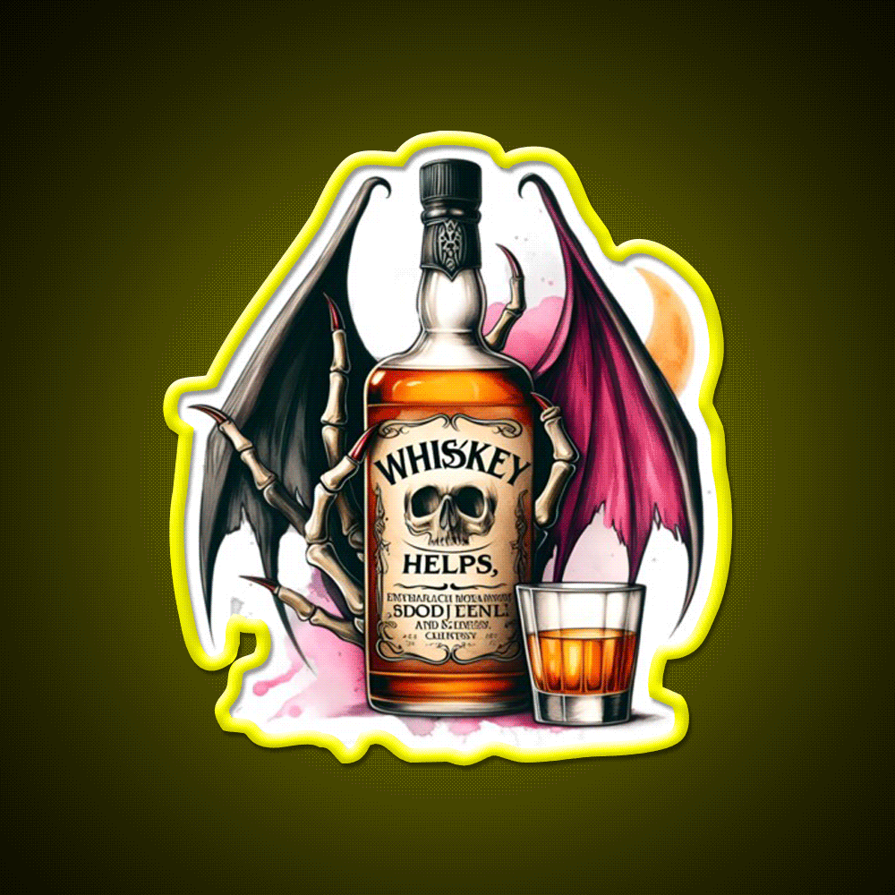 Whiskey Helps Gothic Quote Whiskey Drink Bar Led Neon Sign Rgb Color