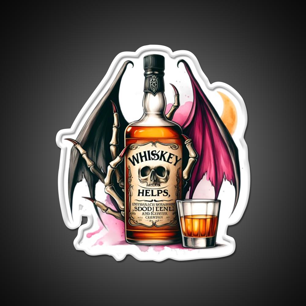 Whiskey Helps Gothic Quote Whiskey Drink Bar Led Neon Sign Rgb Color