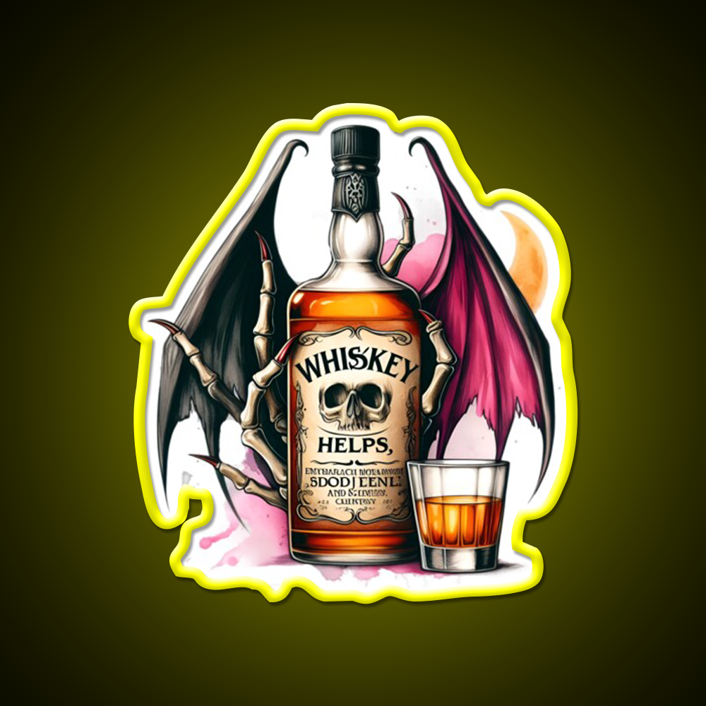 Whiskey Helps Gothic Quote Whiskey Drink Bar Led Neon Sign Rgb Color