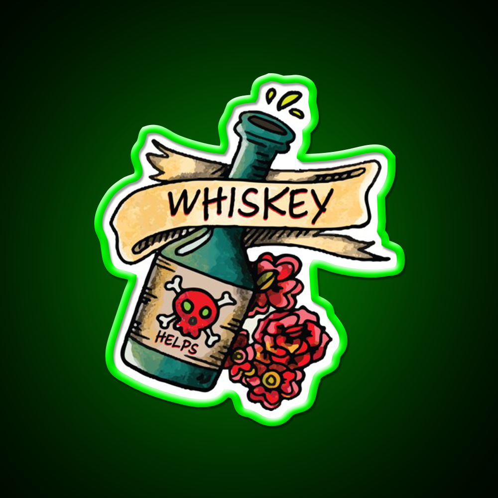Whiskey Helps Tattoo Style Whiskey Drink Bar Led Neon Sign Rgb Color