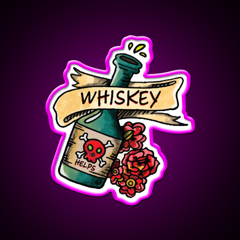 Whiskey Helps Tattoo Style Whiskey Drink Bar Led Neon Sign Rgb Color