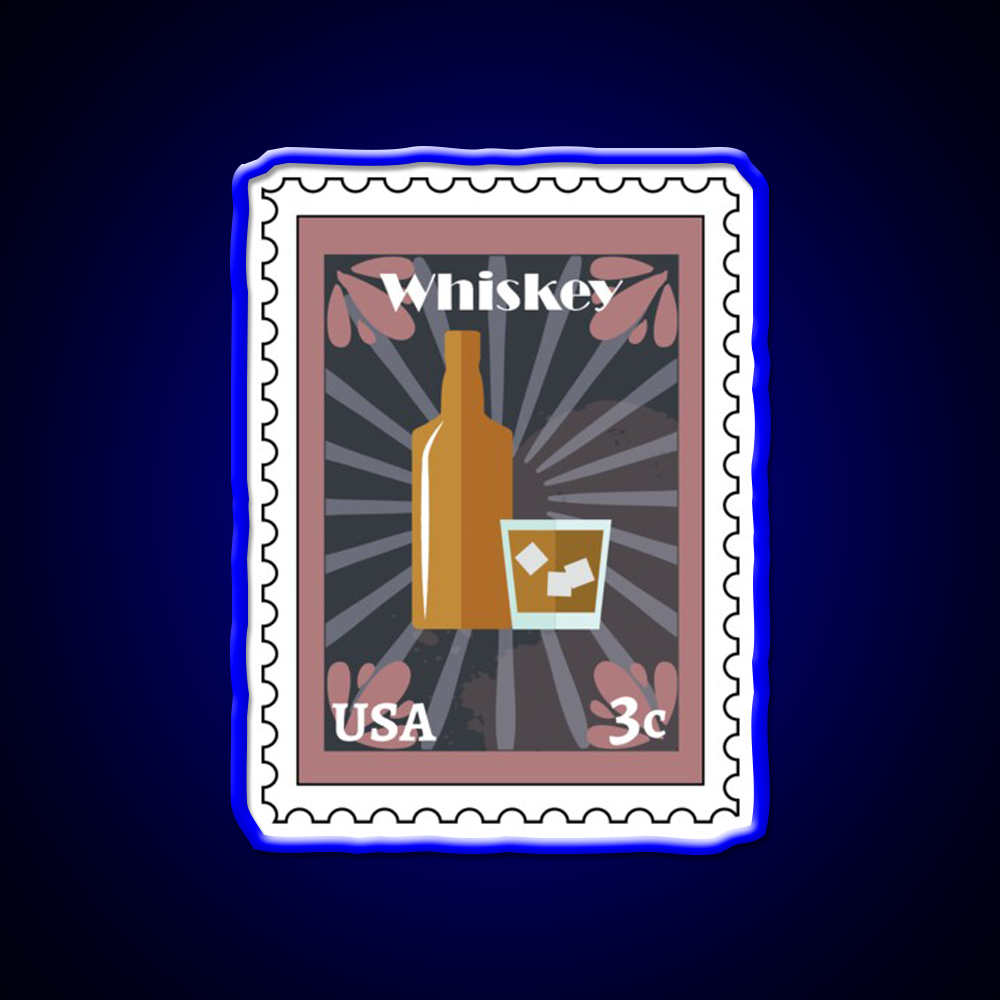 Whiskey Stamp Whiskey Drink Bar Led Neon Sign Rgb Color