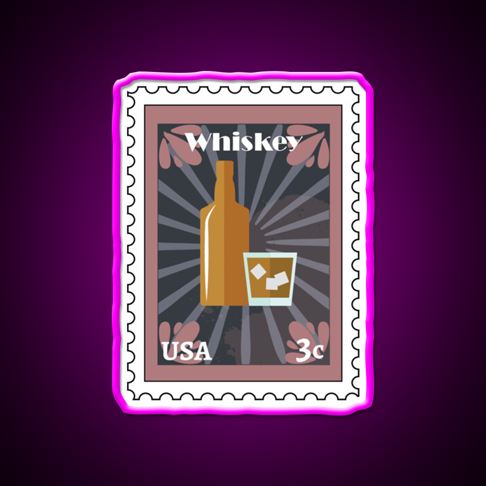 Whiskey Stamp Whiskey Drink Bar Led Neon Sign Rgb Color