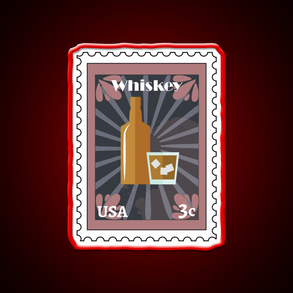 Whiskey Stamp Whiskey Drink Bar Led Neon Sign Rgb Color