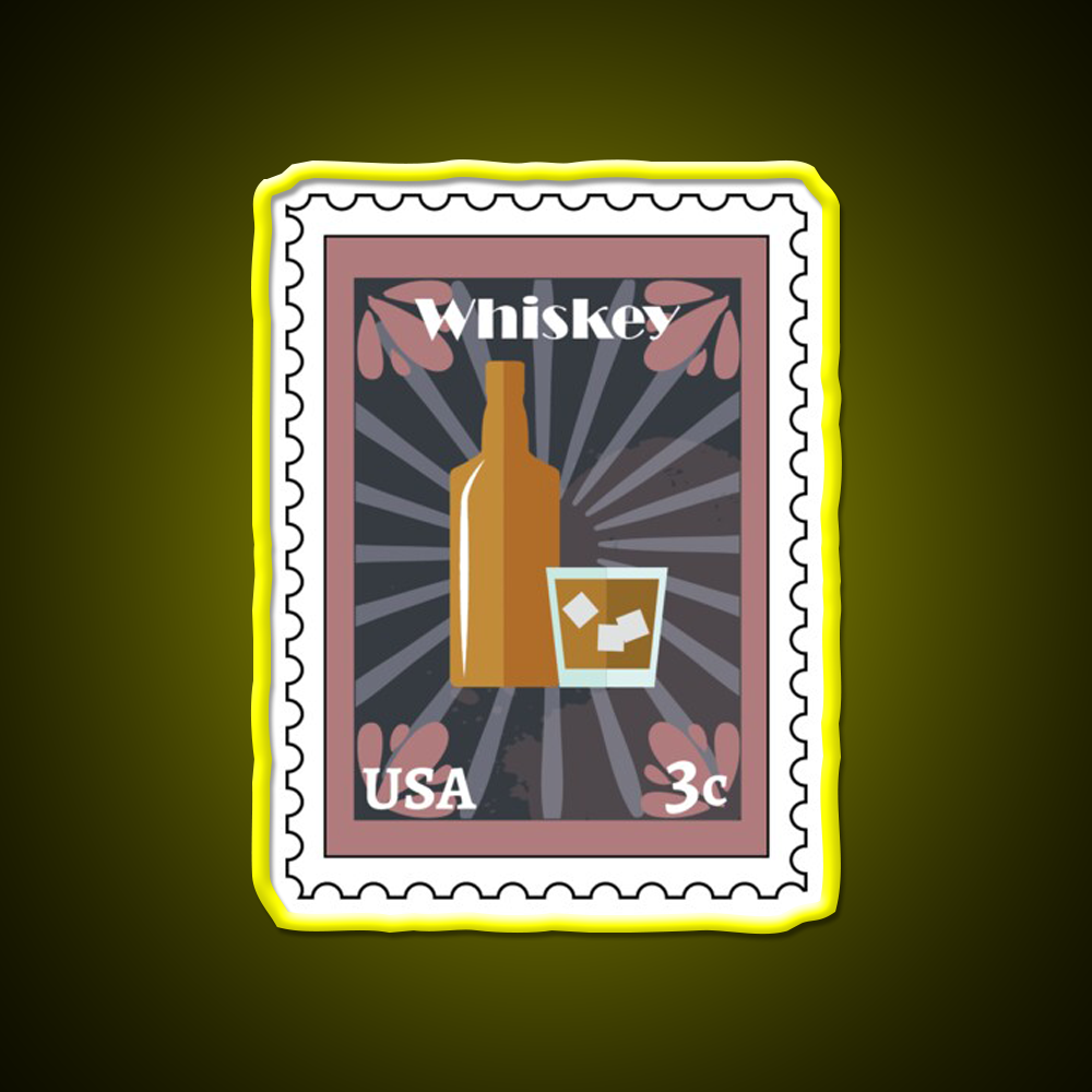 Whiskey Stamp Whiskey Drink Bar Led Neon Sign Rgb Color