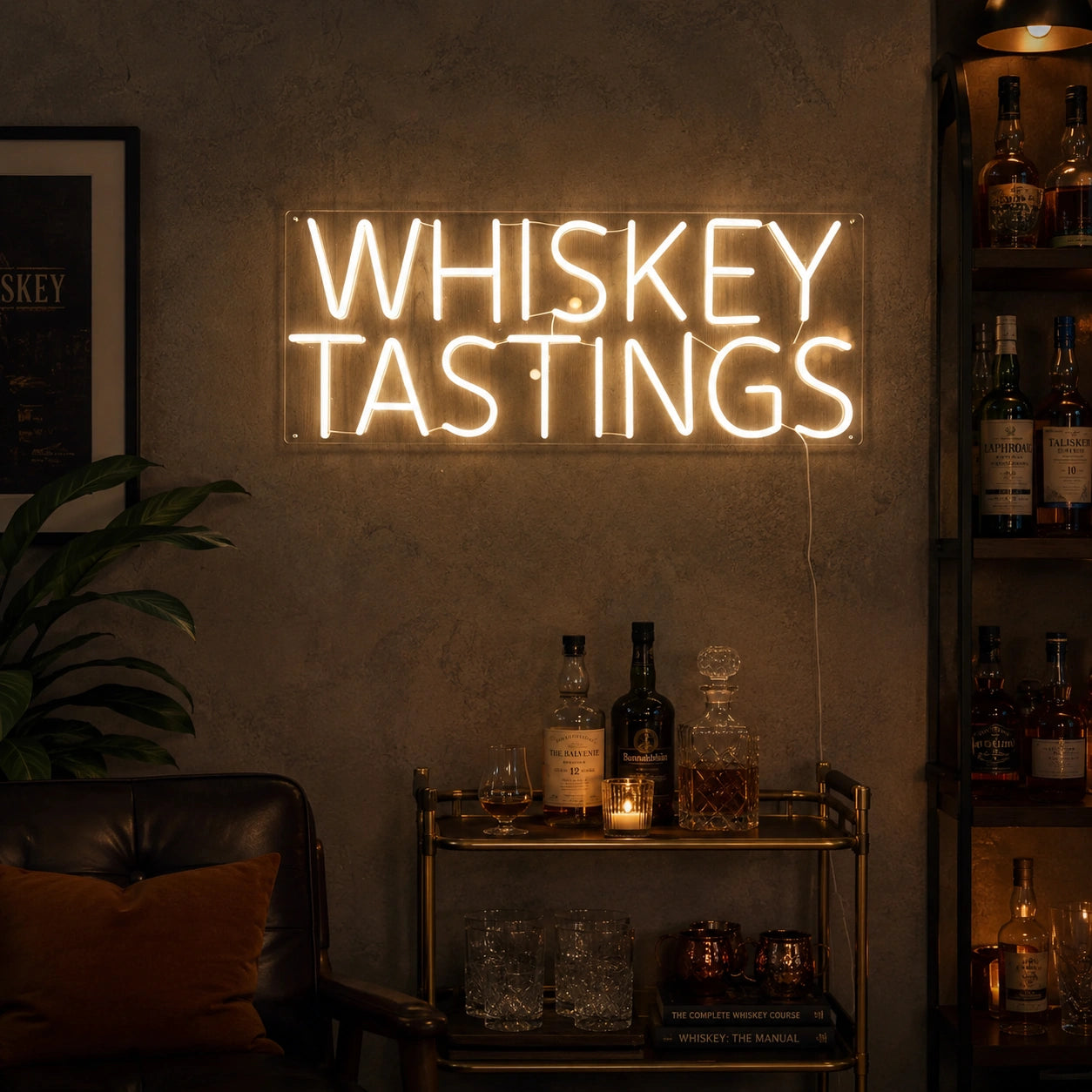 Whiskey Tastings Neon Sign LED Neon Sign real lifestyle scene