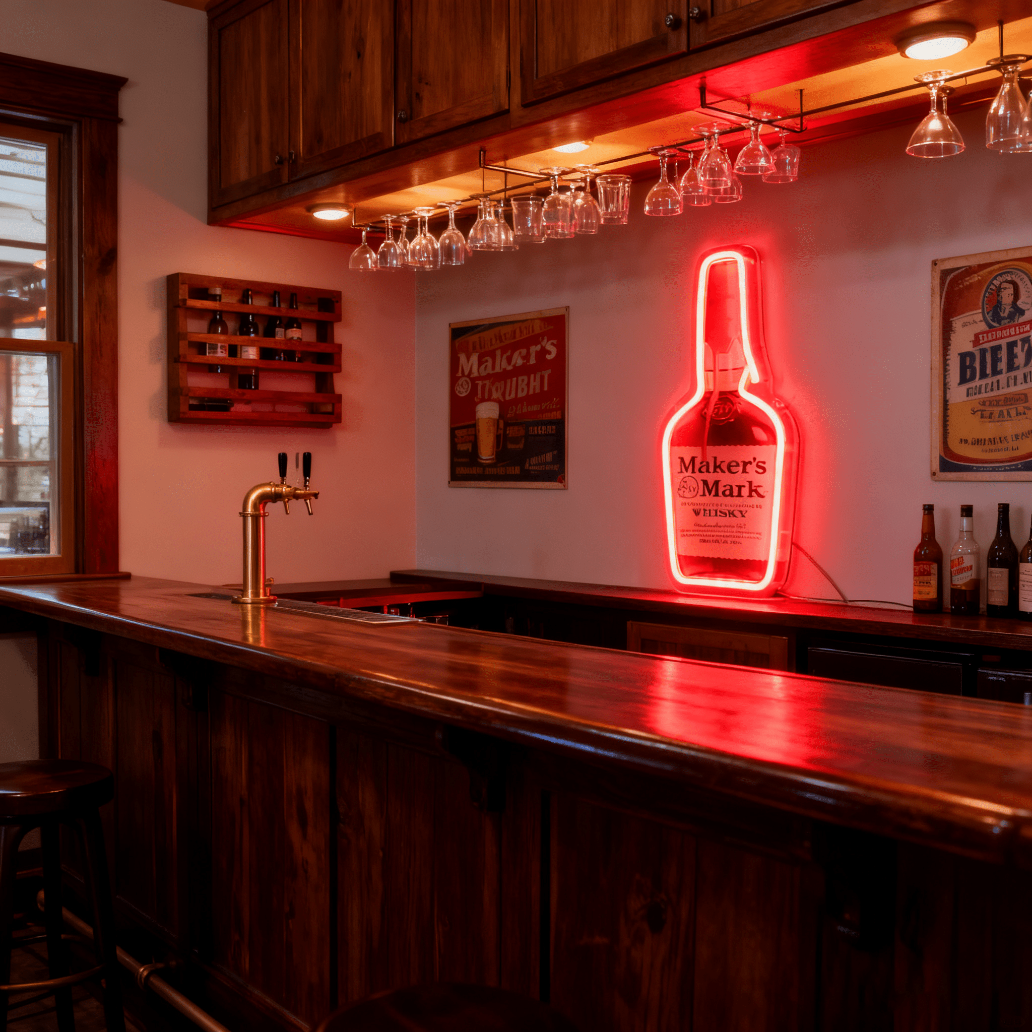 Whiskey USB LED Neon Sign - Bourbon Bar Light for Man Cave & Home Wall Decor - Shineneon