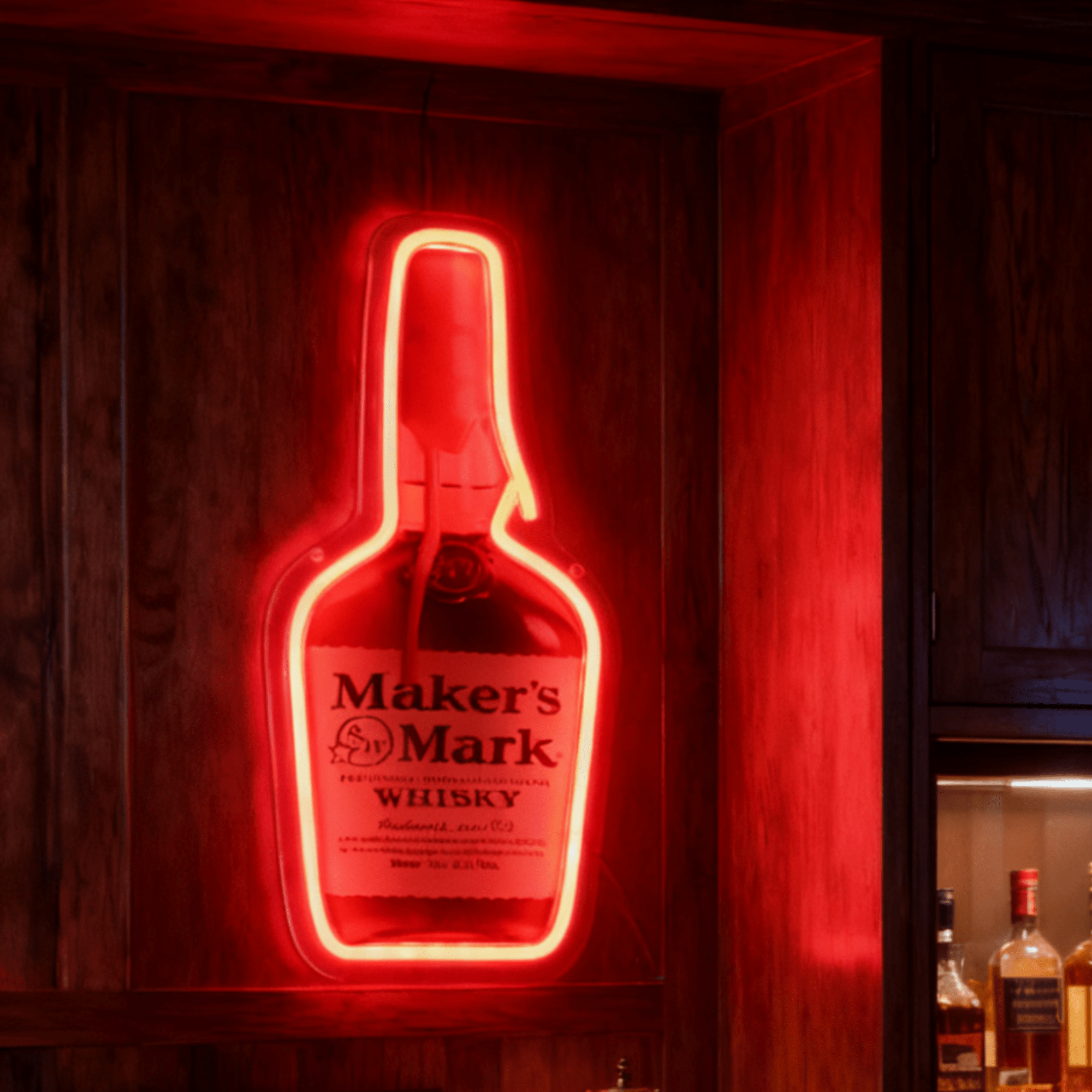 Whiskey USB LED Neon Sign - Bourbon Bar Light for Man Cave & Home Wall Decor - Shineneon