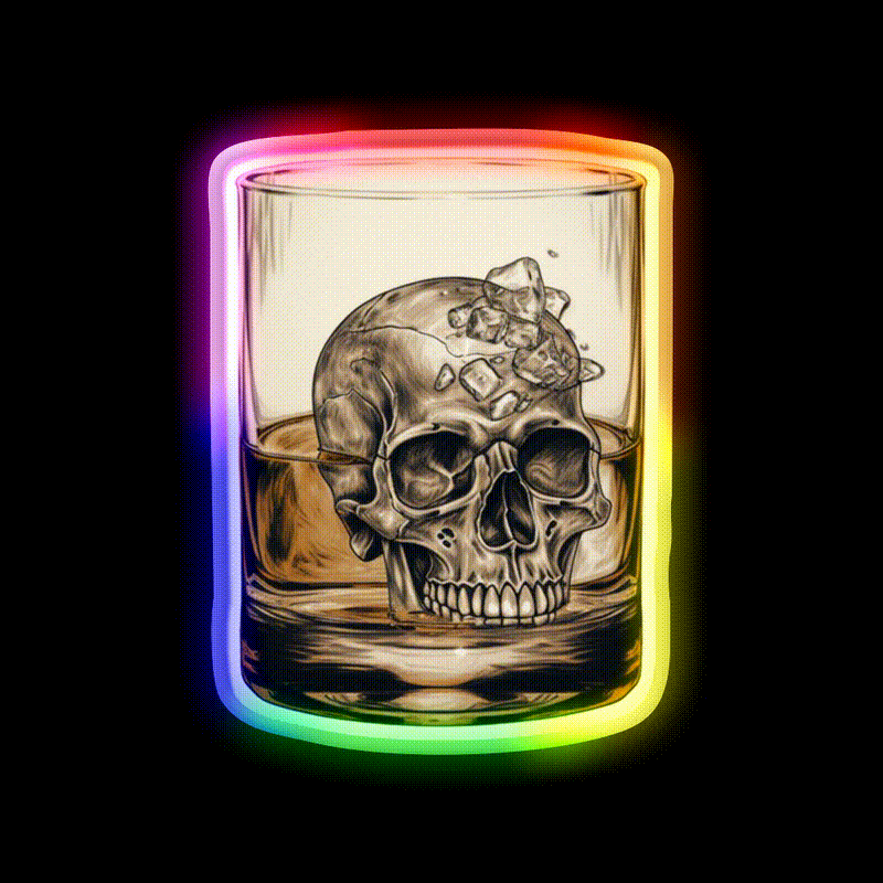 Whisky Skull Essential Whiskey Drink Bar Led Neon Sign Rgb Color