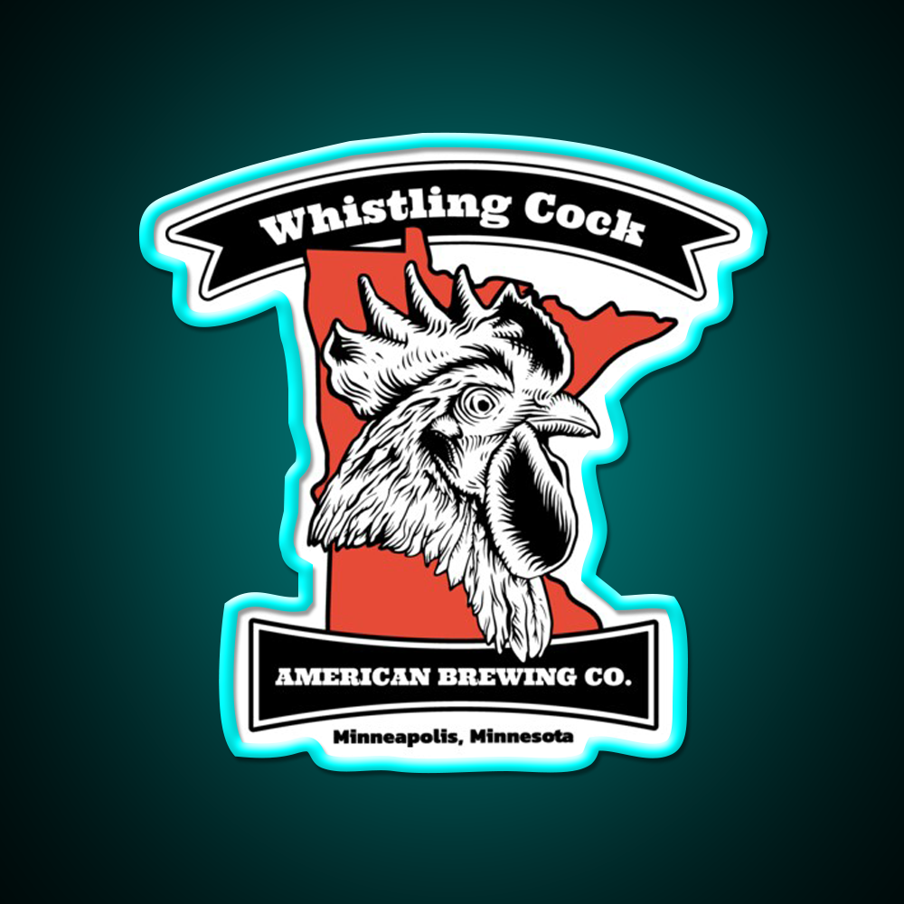Whistling Cock American Brewing Mn Beer Bar Decor Led Neon Sign Rgb Color - Size and dimension reference