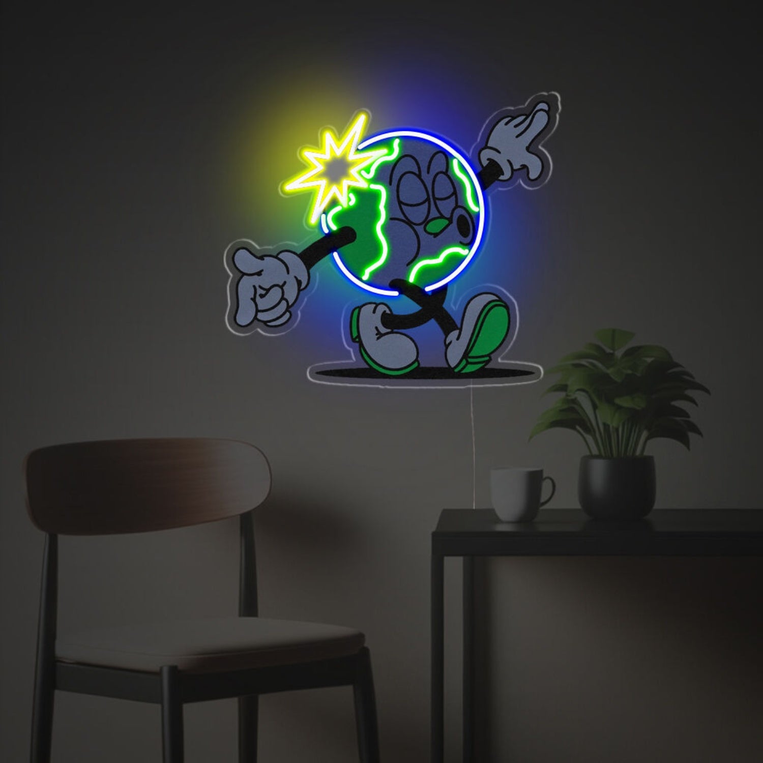 Whistling Earth Guy Led Neon Acrylic Artwork Ideal | Shineneon