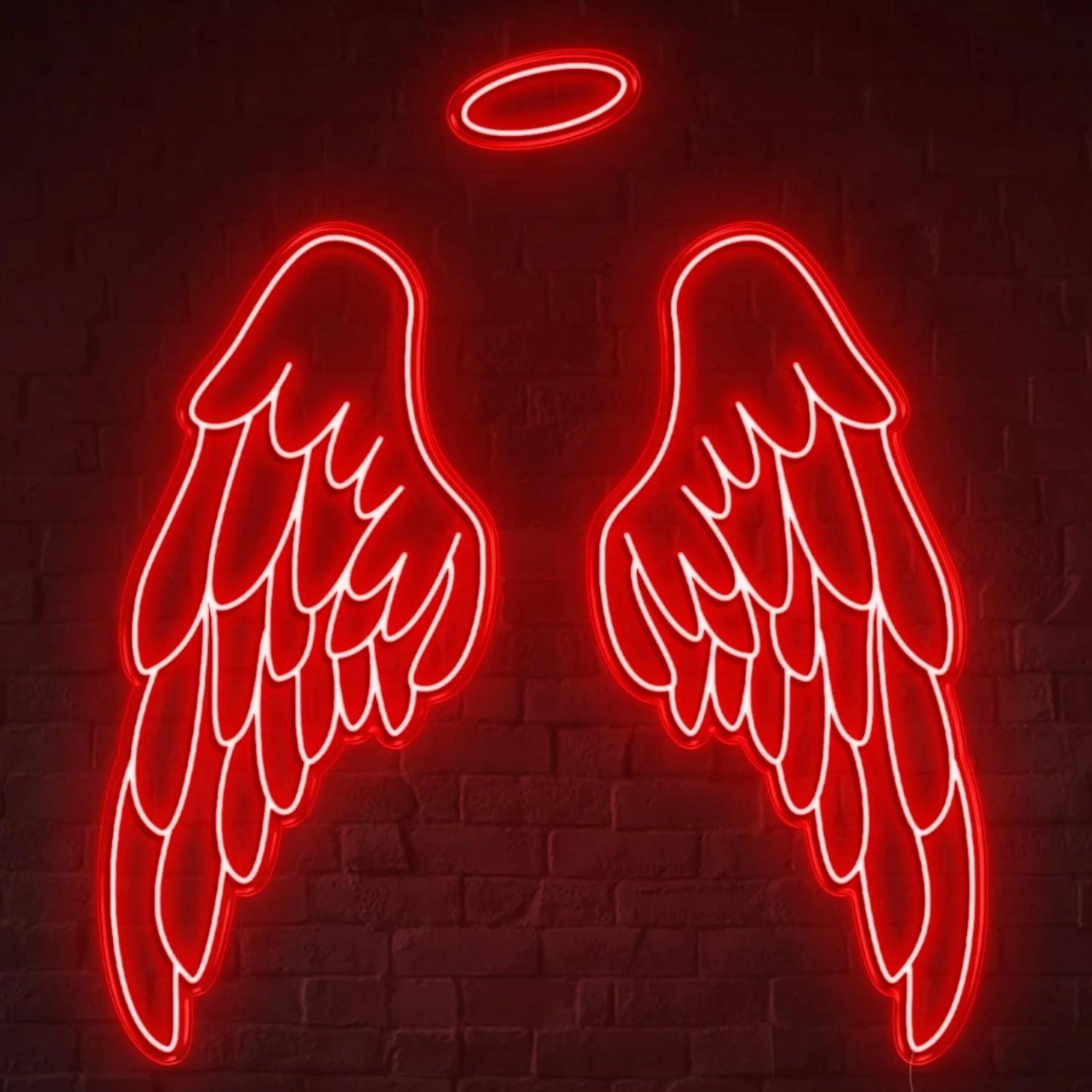 White Angel Wings With Halo Led Neon Sign For Modern Home Cafe Decor | Shineneon