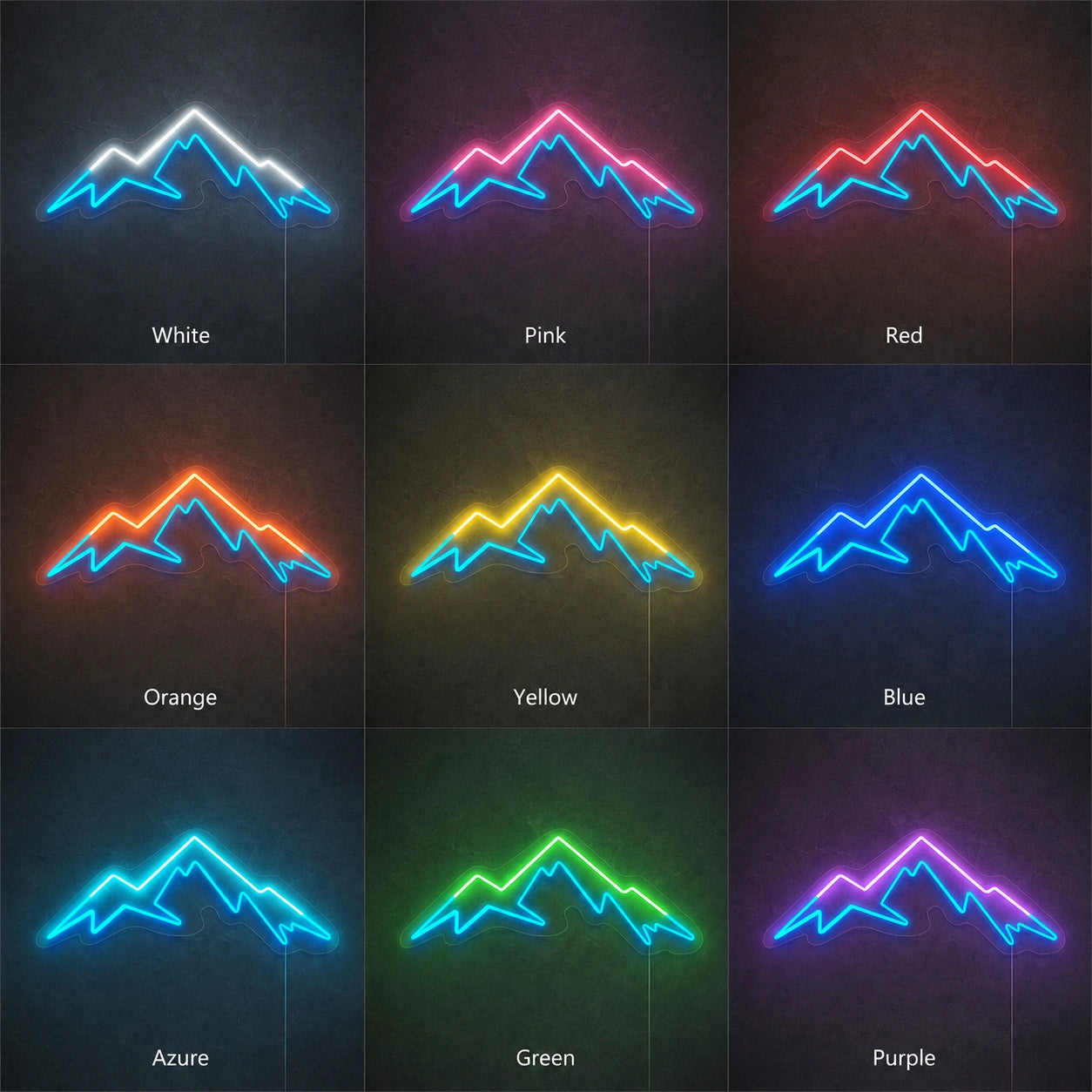 White Blue Mountain Range Neon Sign LED Neon Sign color grid