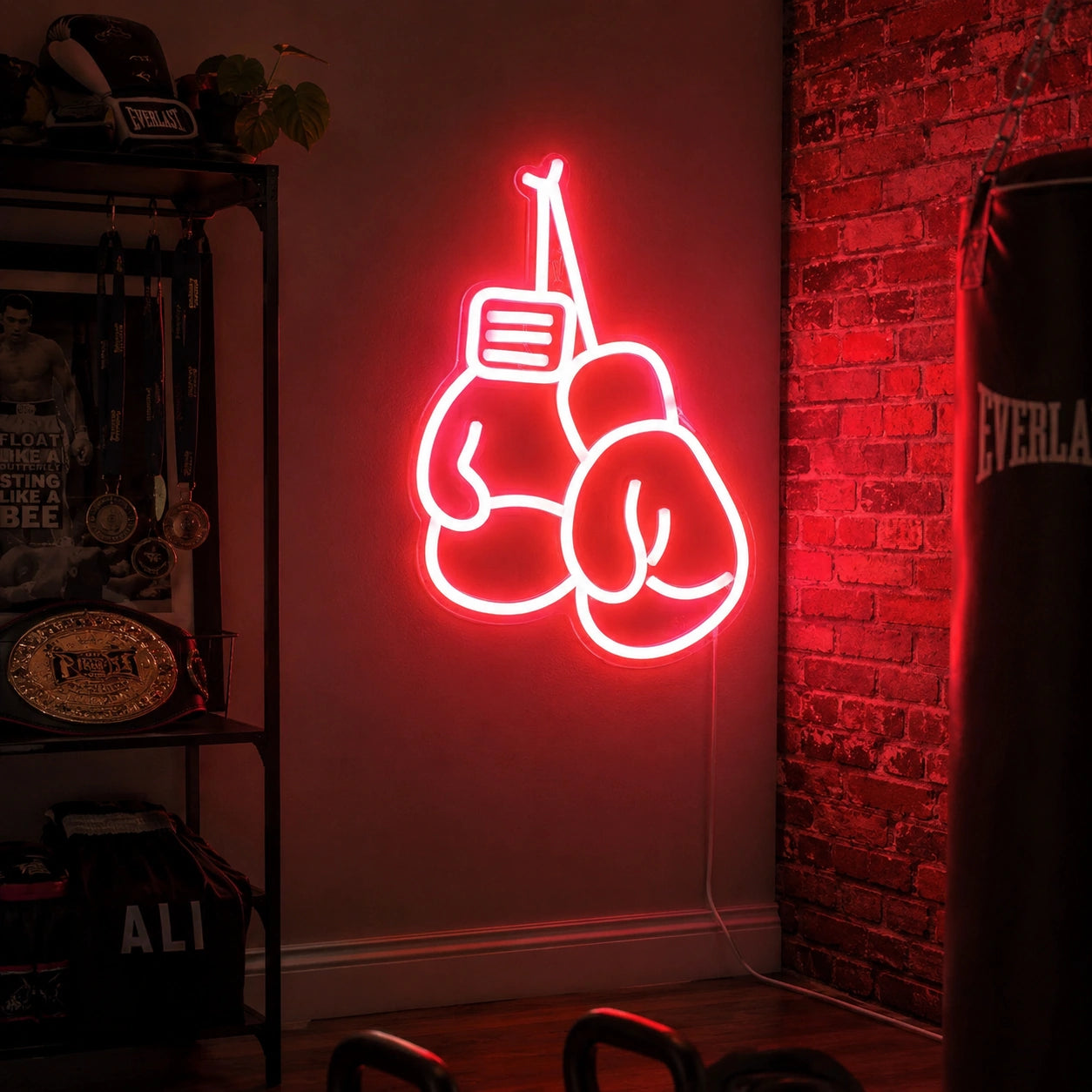 White Boxing Gloves Neon Sign LED Neon Sign real lifestyle scene