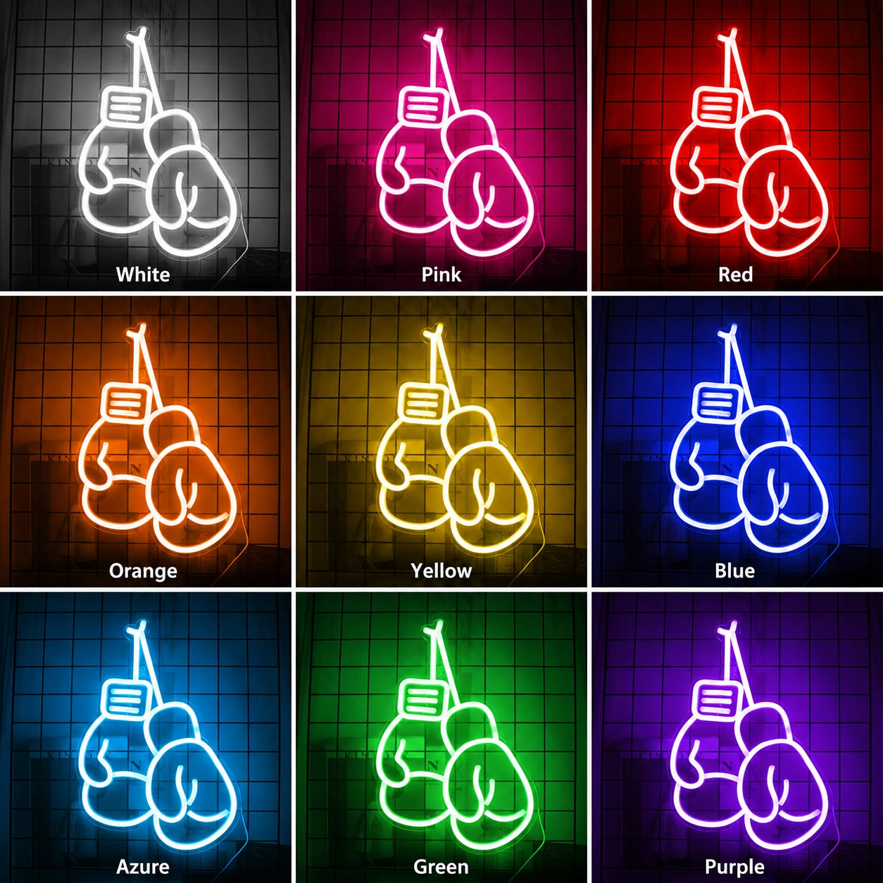 White Boxing Gloves Neon Sign LED Neon Sign color grid