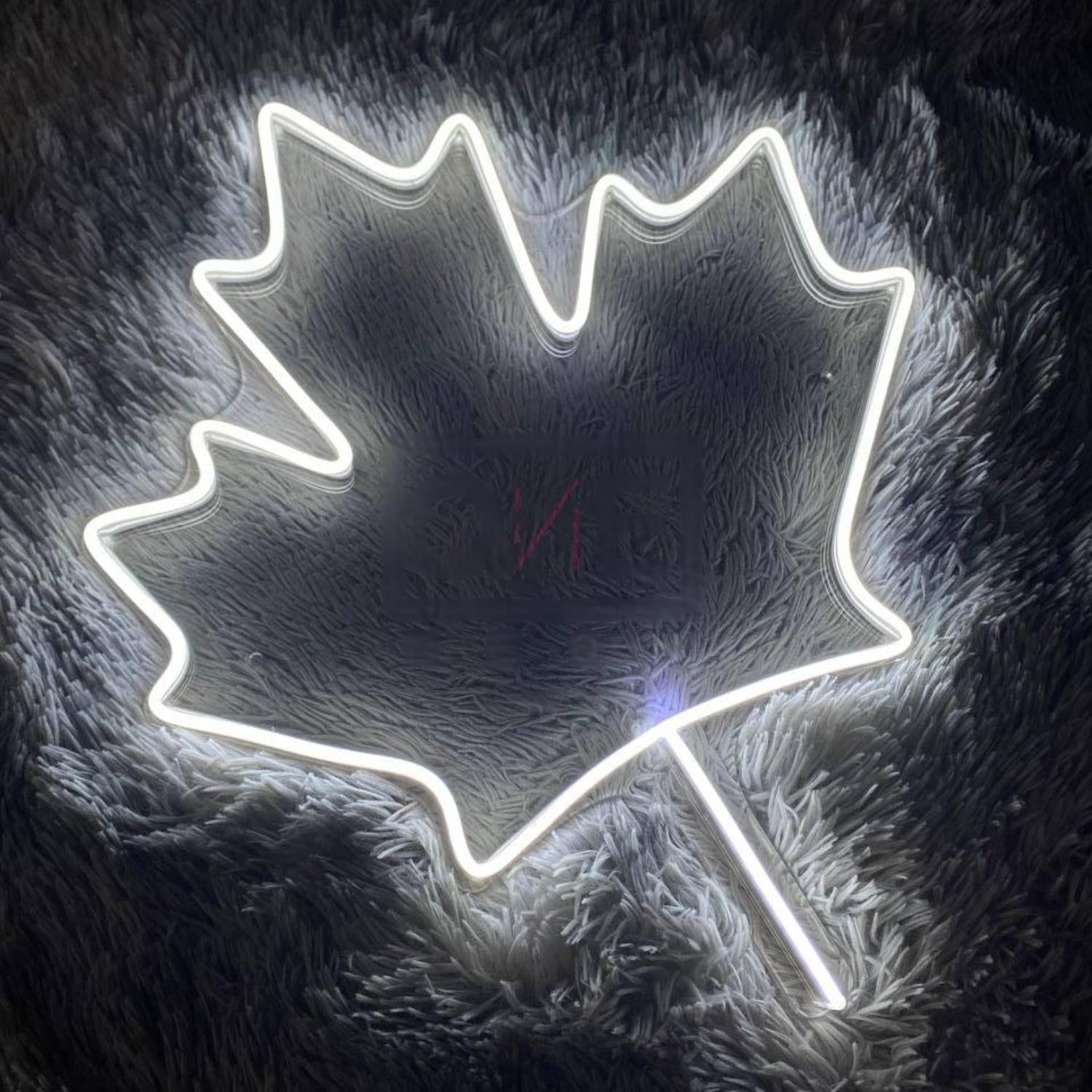 White Canadian Maple Leaf Led Neon Sign For Home Decor | Shineneon
