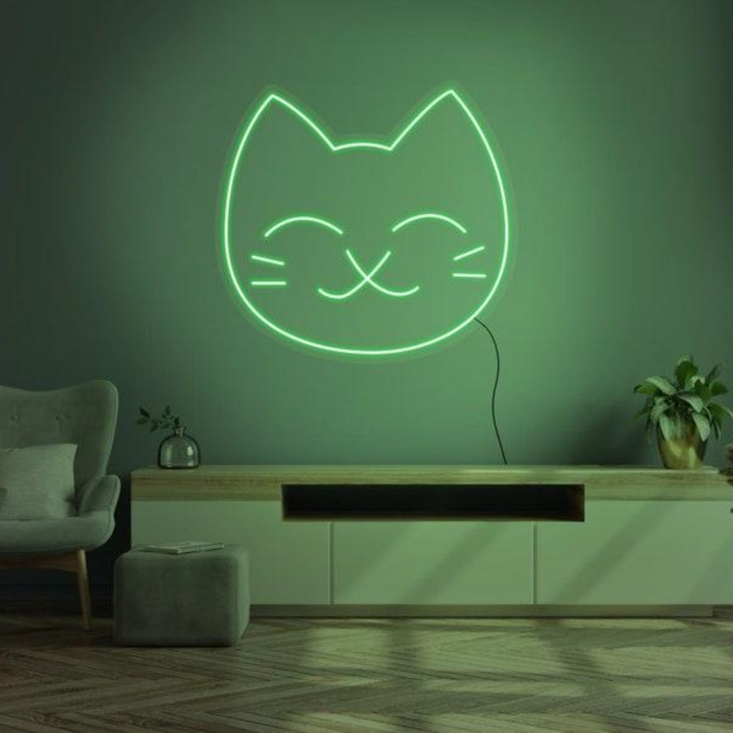 White Cartoon Cat Face Led Neon Sign For Home Decor | Shineneon
