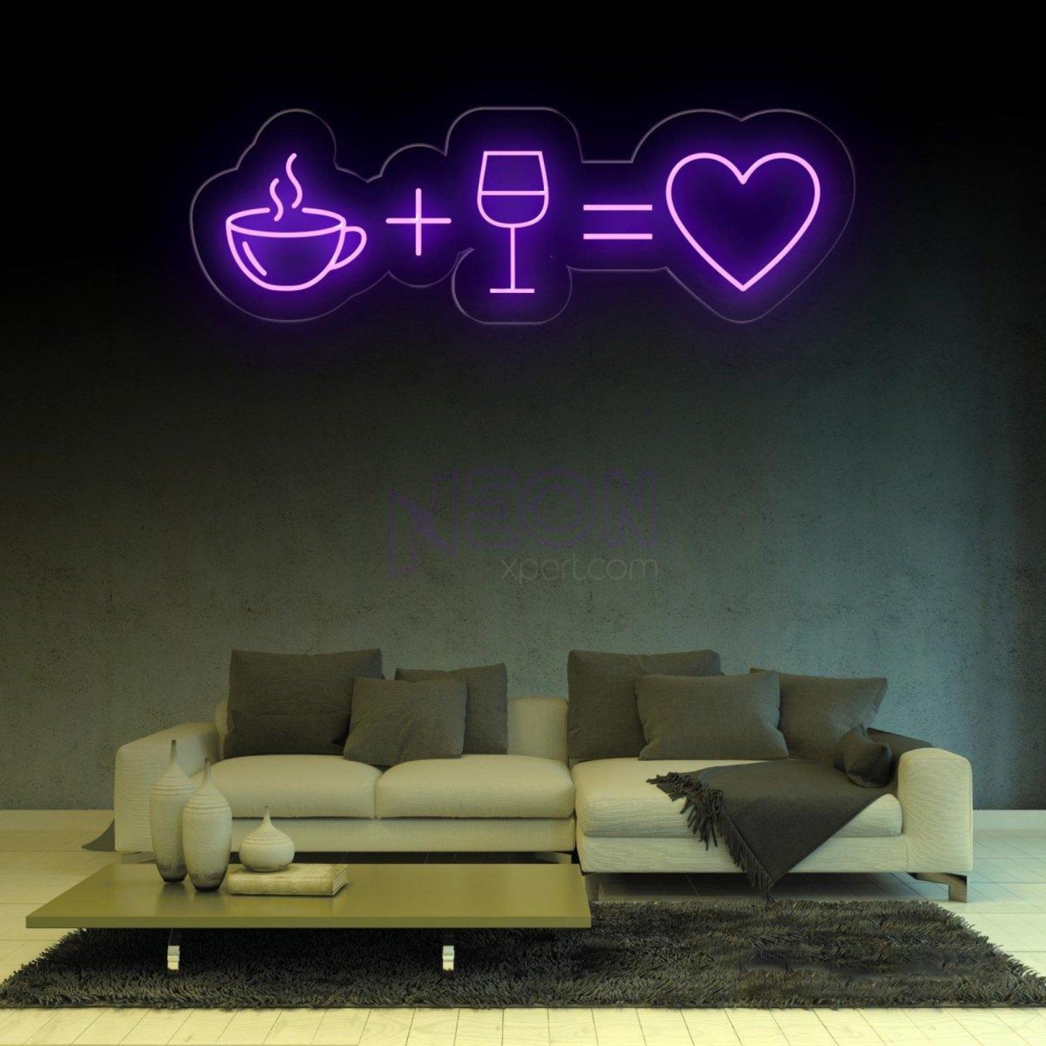 White Coffee Wine Heart Led Neon Sign For Cafe Bar Home Decor | Shineneon