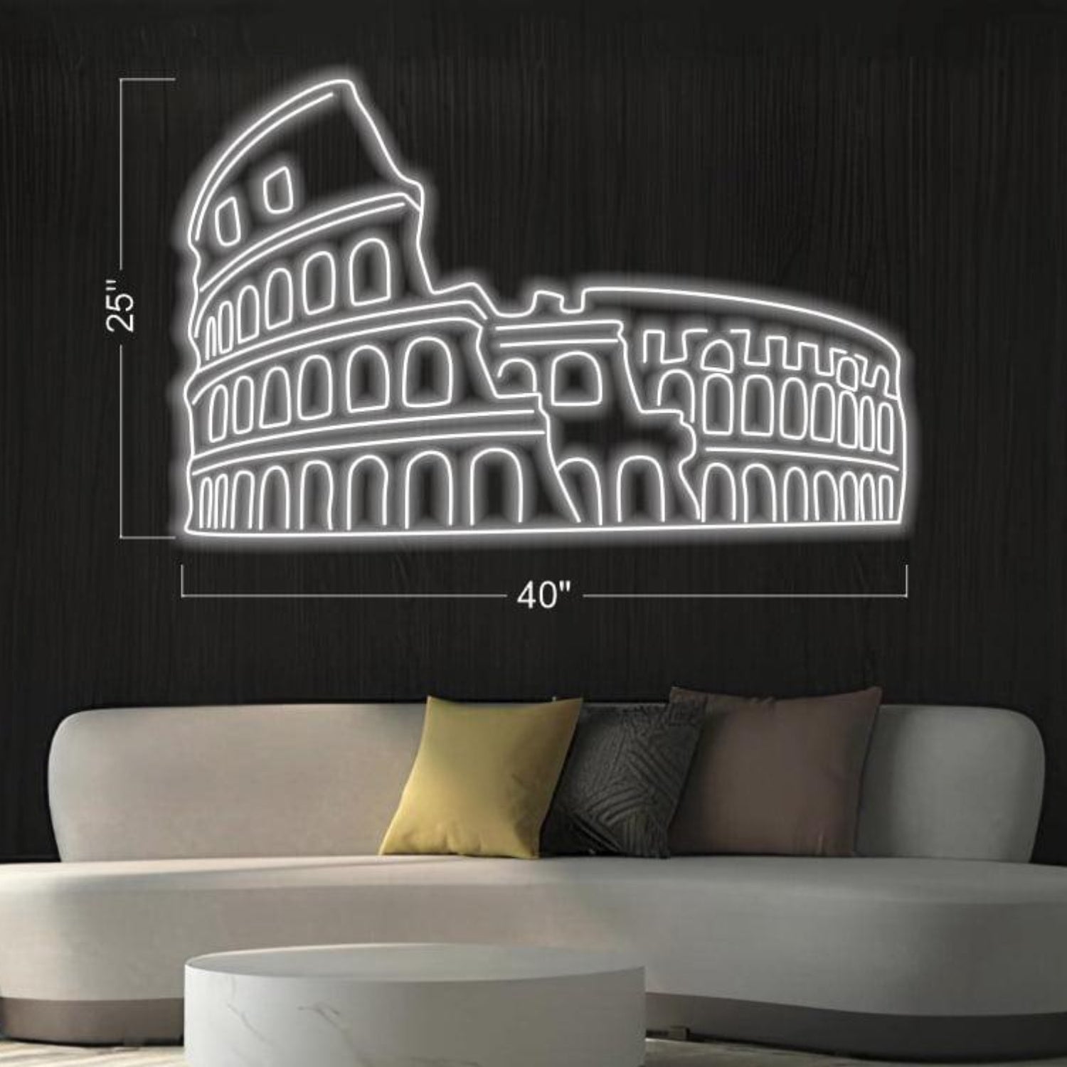 White Colosseum Silhouette Led Neon Sign Indoor Wall Decor | Shineneon
