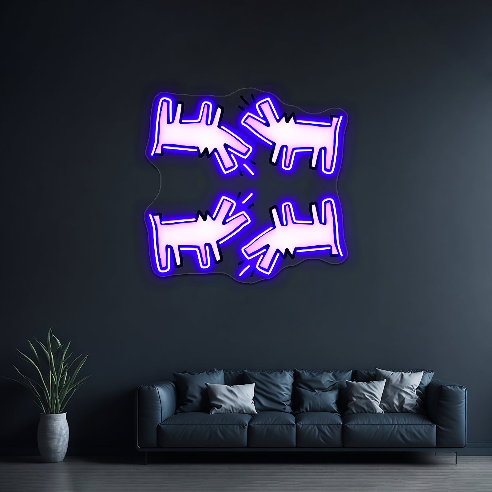 White Dog Pattern Artwork Neon Signs Custom | Shineneon