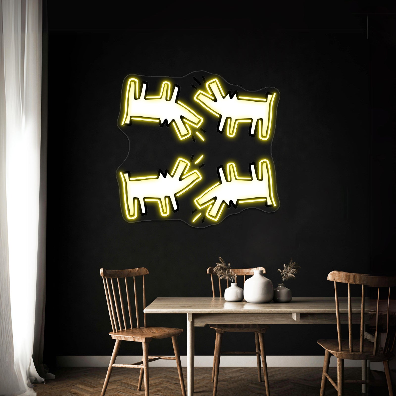 White Dog Pattern Artwork Neon Signs Custom | Shineneon