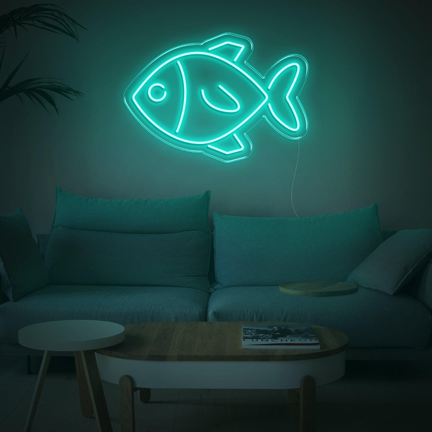 White Fish Led Neon Sign For Minimalist Living Room Decor | Shineneon