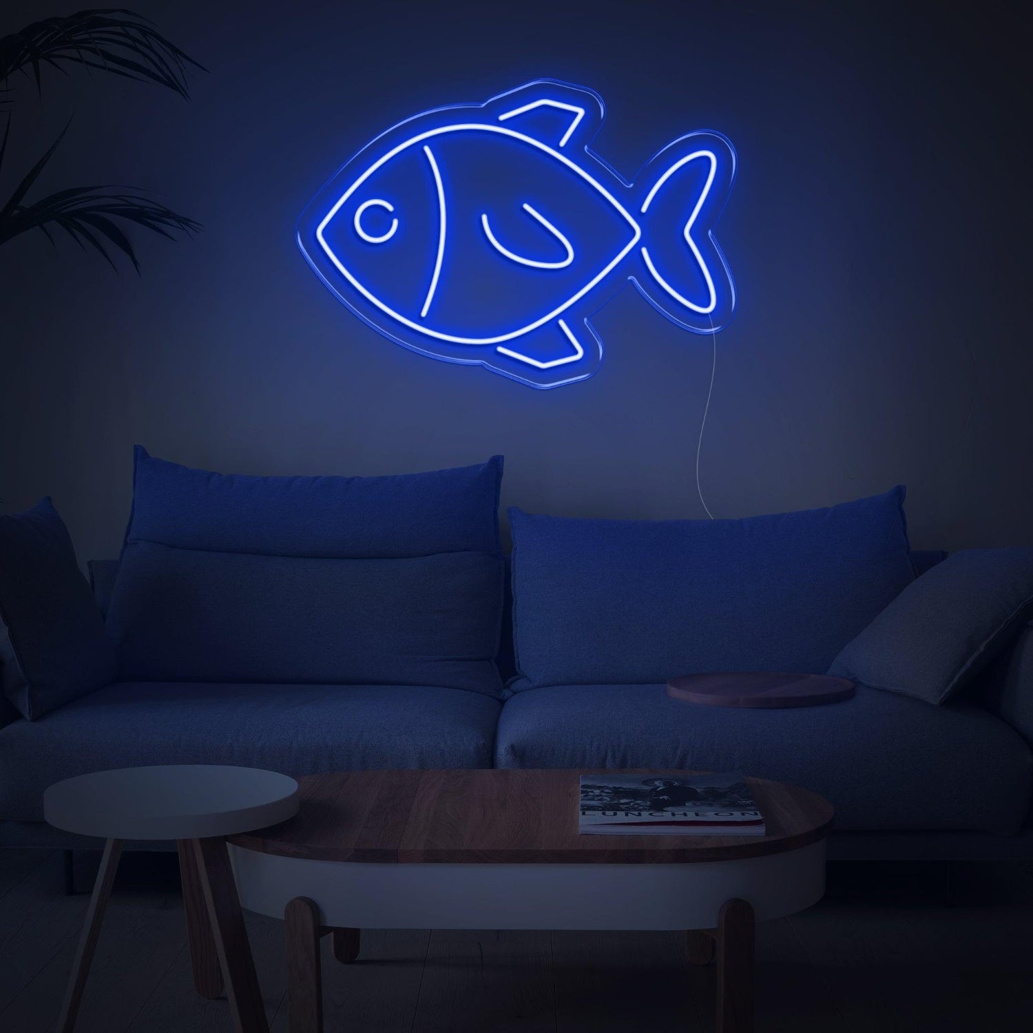 White Fish Led Neon Sign For Minimalist Living Room Decor | Shineneon